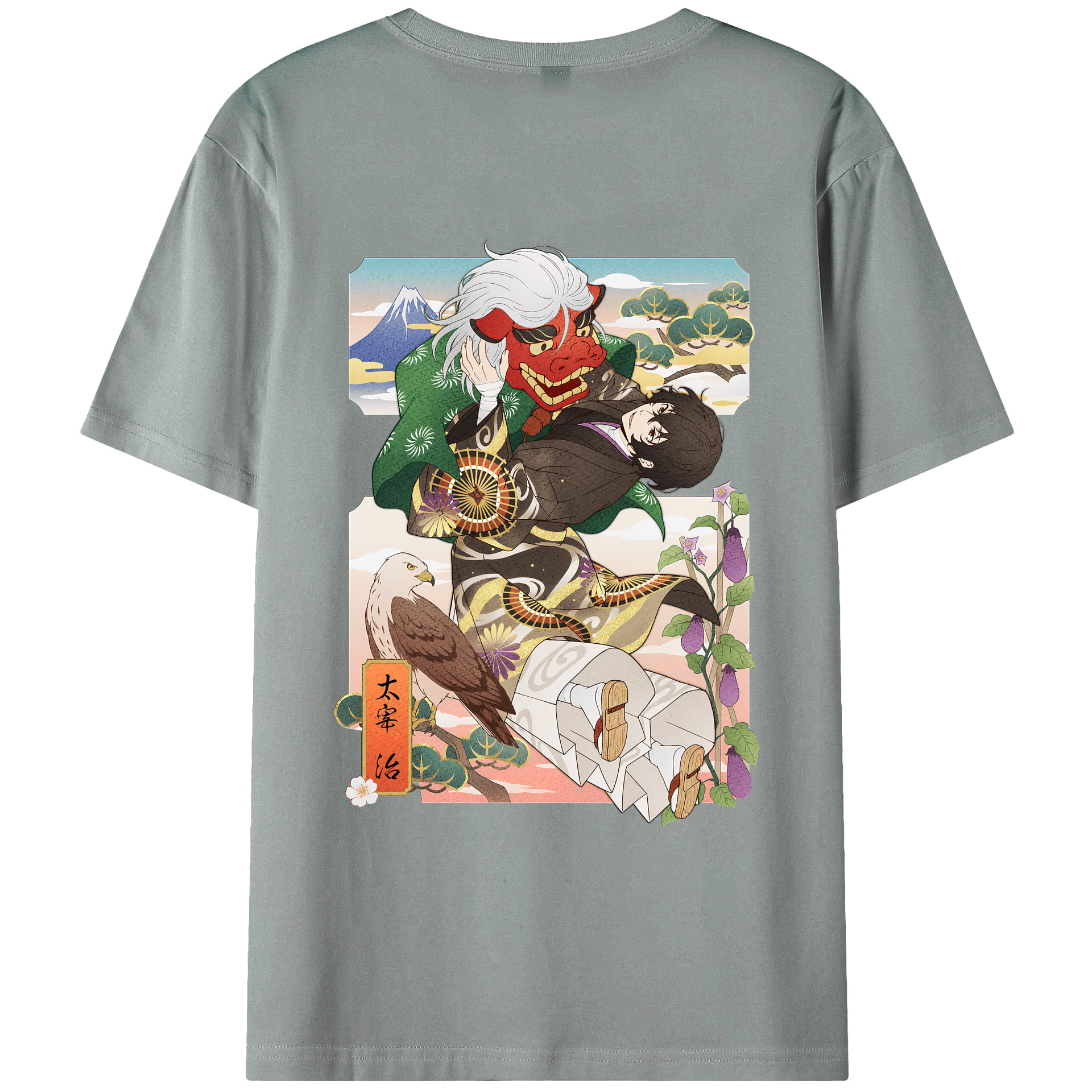 （画像用） 文豪ストレイドッグス Bungo Stray Dogs 綿100％ メンズ半袖Tシャツ（バックプリント） 通気性